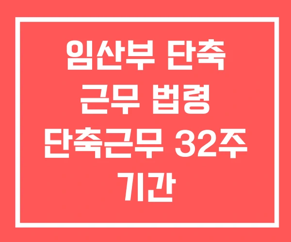 임산부 단축 근무 법령 단축근무 32주 기간