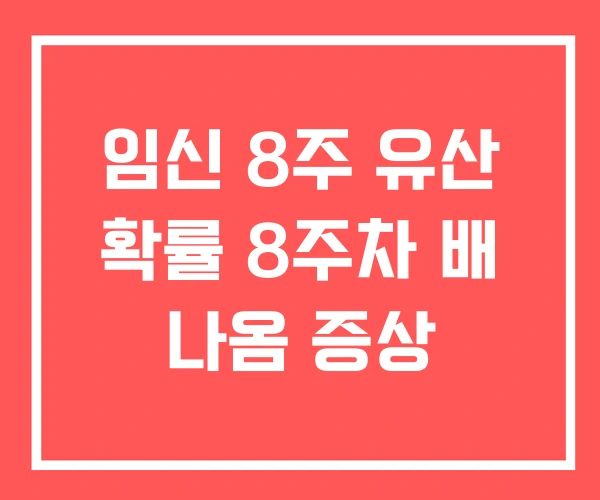 임신 8주 유산 확률 8주차 배 나옴 증상