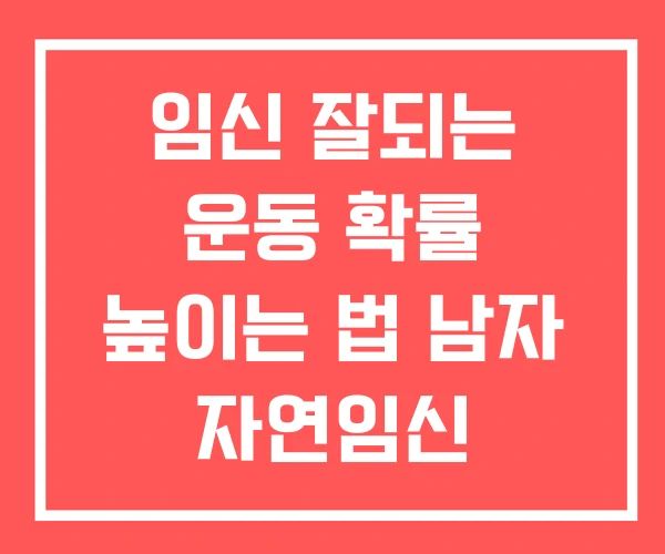 임신 잘되는 운동 확률 높이는 법 남자 자연임신