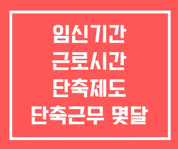 임신기간 근로시간 단축제도 단축근무 몇달