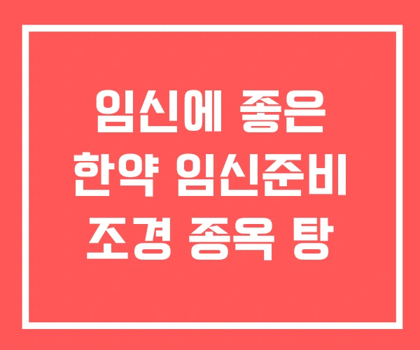 임신에 좋은 한약 임신준비 조경 종옥 탕