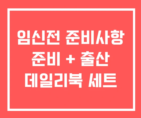 임신전 준비사항 준비 + 출산 데일리북 세트