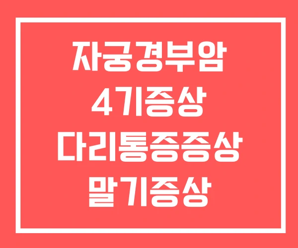 자궁경부암 4기증상 다리통증증상 말기증상