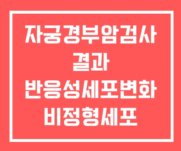 자궁경부암검사 결과 반응성세포변화 비정형세포