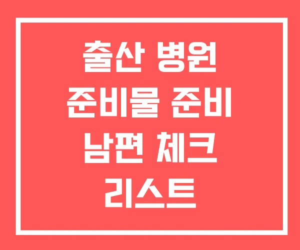 출산 병원 준비물 준비 남편 체크 리스트
