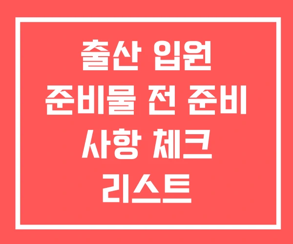 출산 입원 준비물 전 준비 사항 체크 리스트