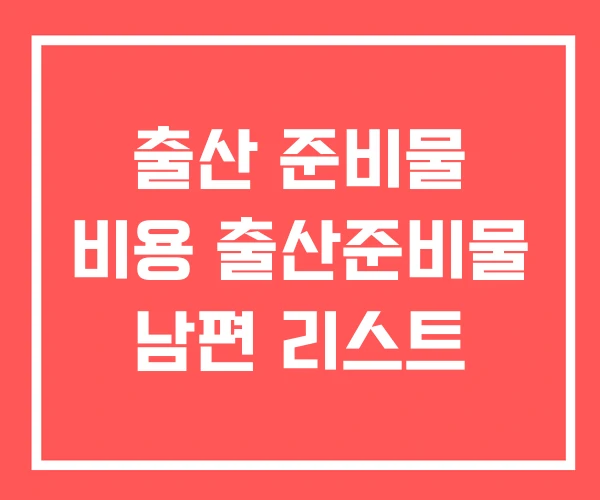 출산 준비물 비용 출산준비물 남편 리스트