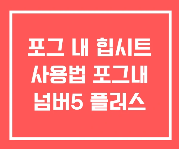 포그 내 힙시트 사용법 포그내 넘버5 플러스 포그 내 힙시트 사용법 포그내 넘버5 플러스